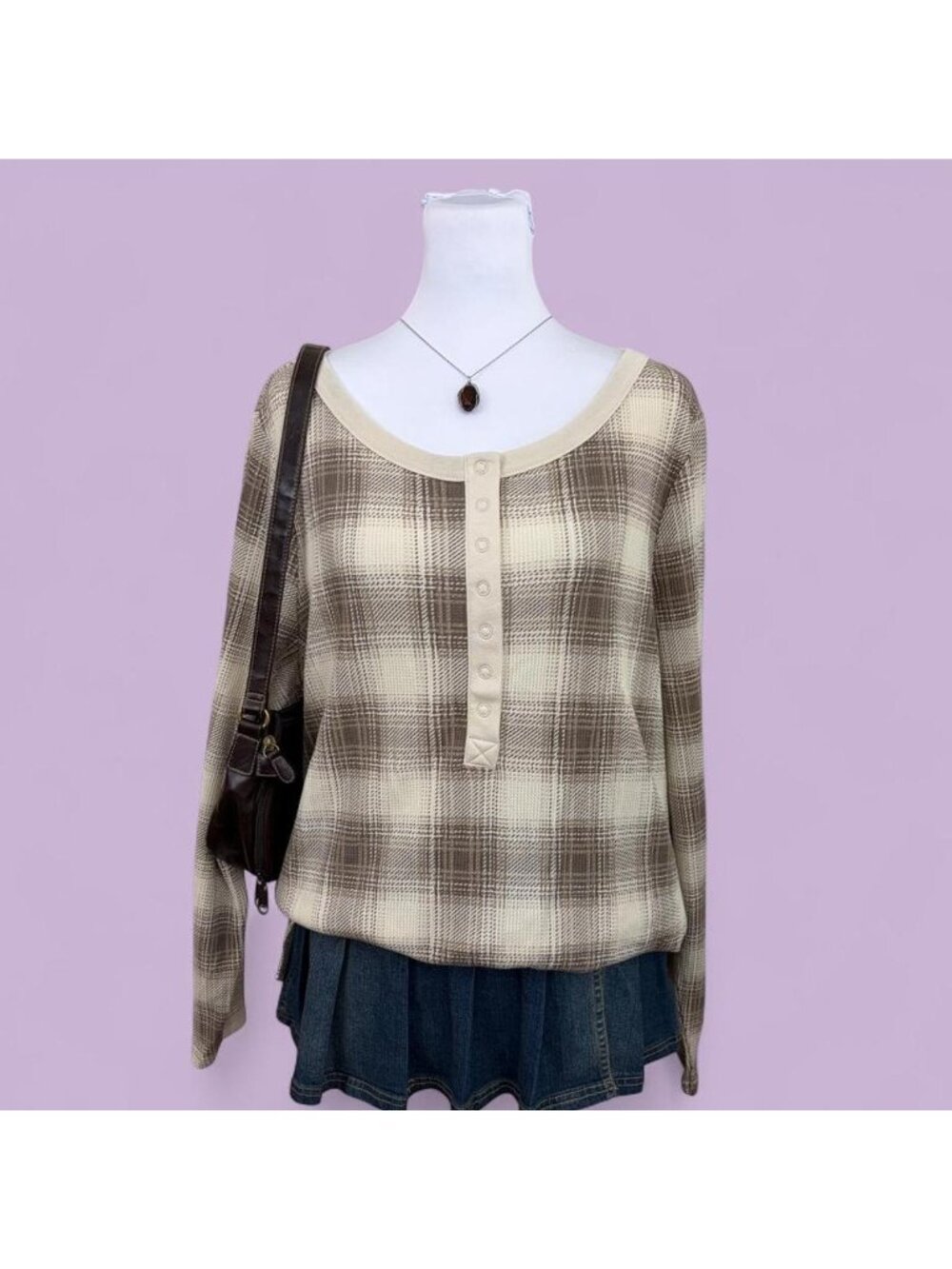 plaid granola thermal shirt